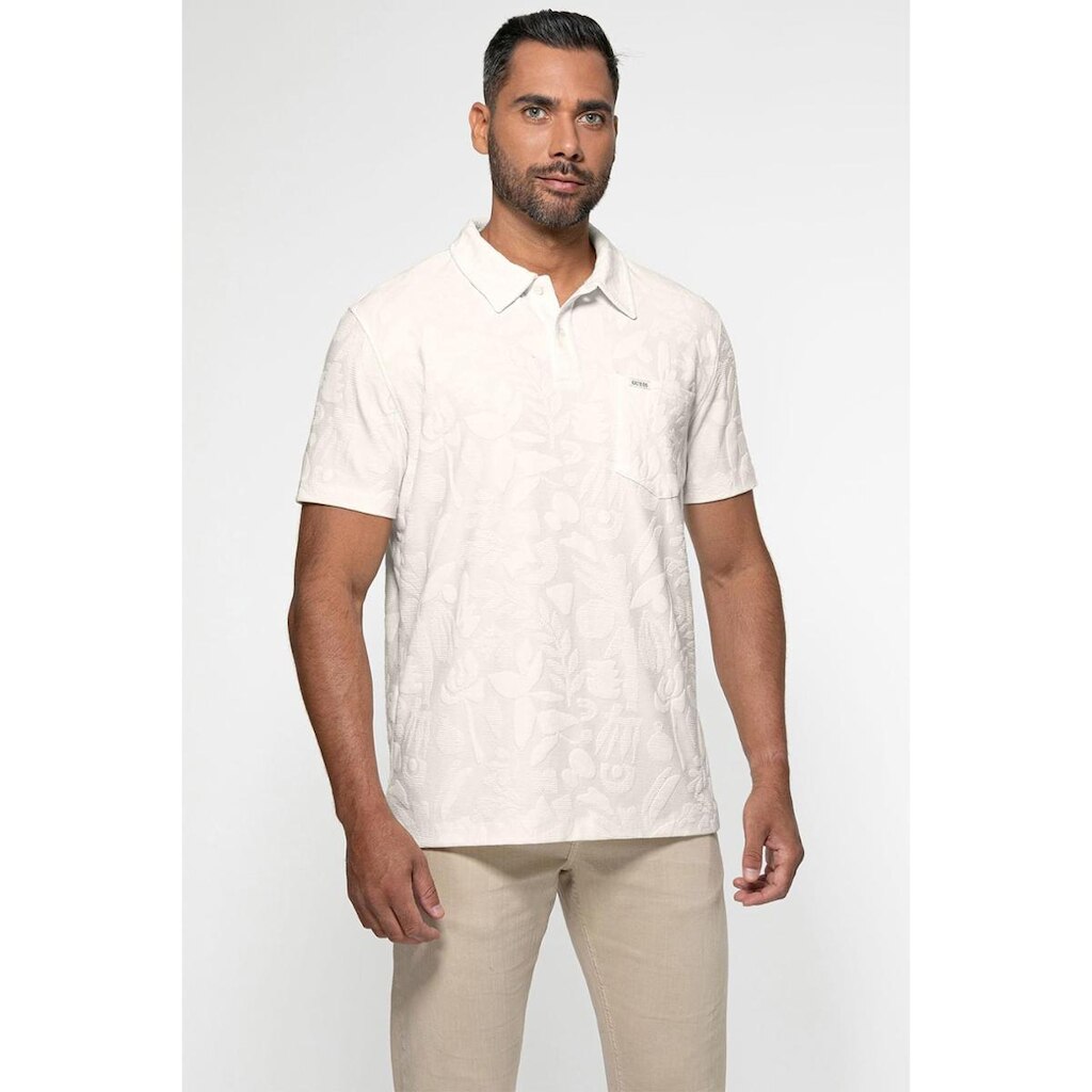 Camisa Polo Jacquard Floral Off White
