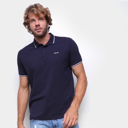 Camisa Polo John John Frisos Masculina - Azul Escuro Menor preço em Camisa Polo John John Frisos Masculina - Azul Escuro