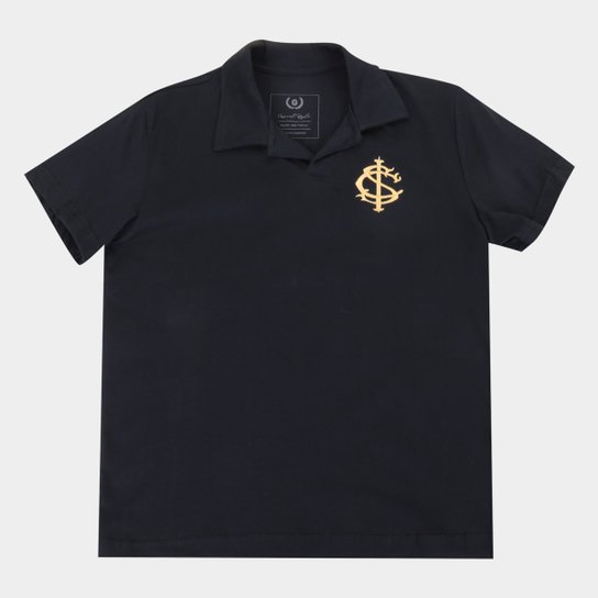 Camisa Polo Juvenil Internacional Gold Retrô Mania - Preto Menor preço em Camisa Polo Juvenil Internacional Gold Retrô Mania - Preto