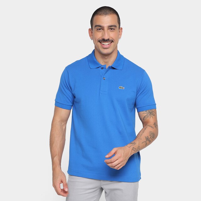 Camisa Polo Lacoste Clássica Masculina - Marinho+Azul Menor preço em Camisa Polo Lacoste Clássica Masculina - Marinho+Azul