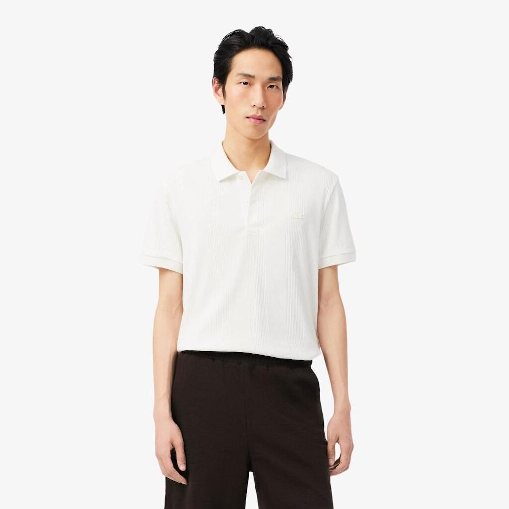 Camisa Polo Lacoste De Malha Canelada - Modelagem Clássica Masculina