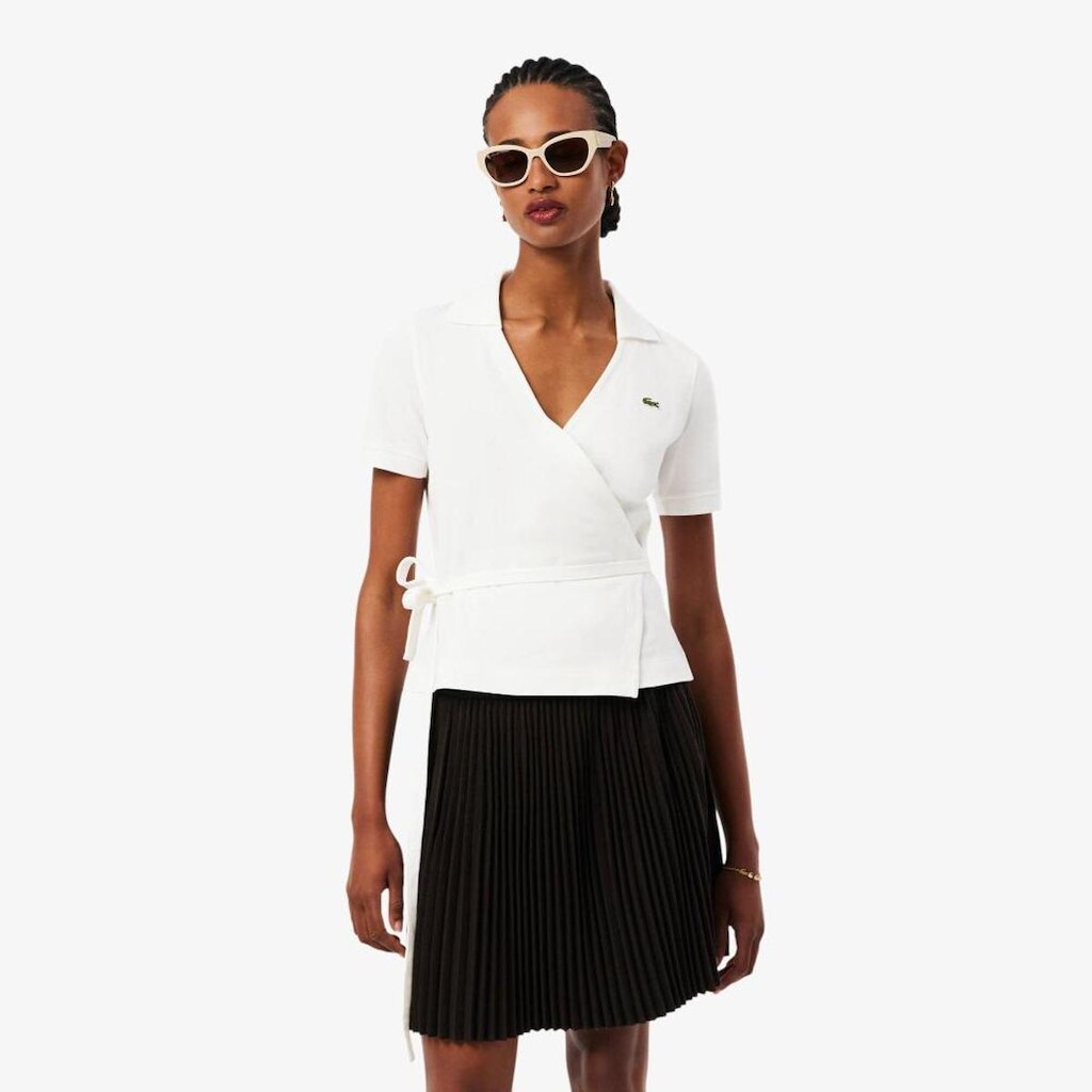Camisa Polo Lacoste Envelope Em Mini Piqué Stretch Feminina