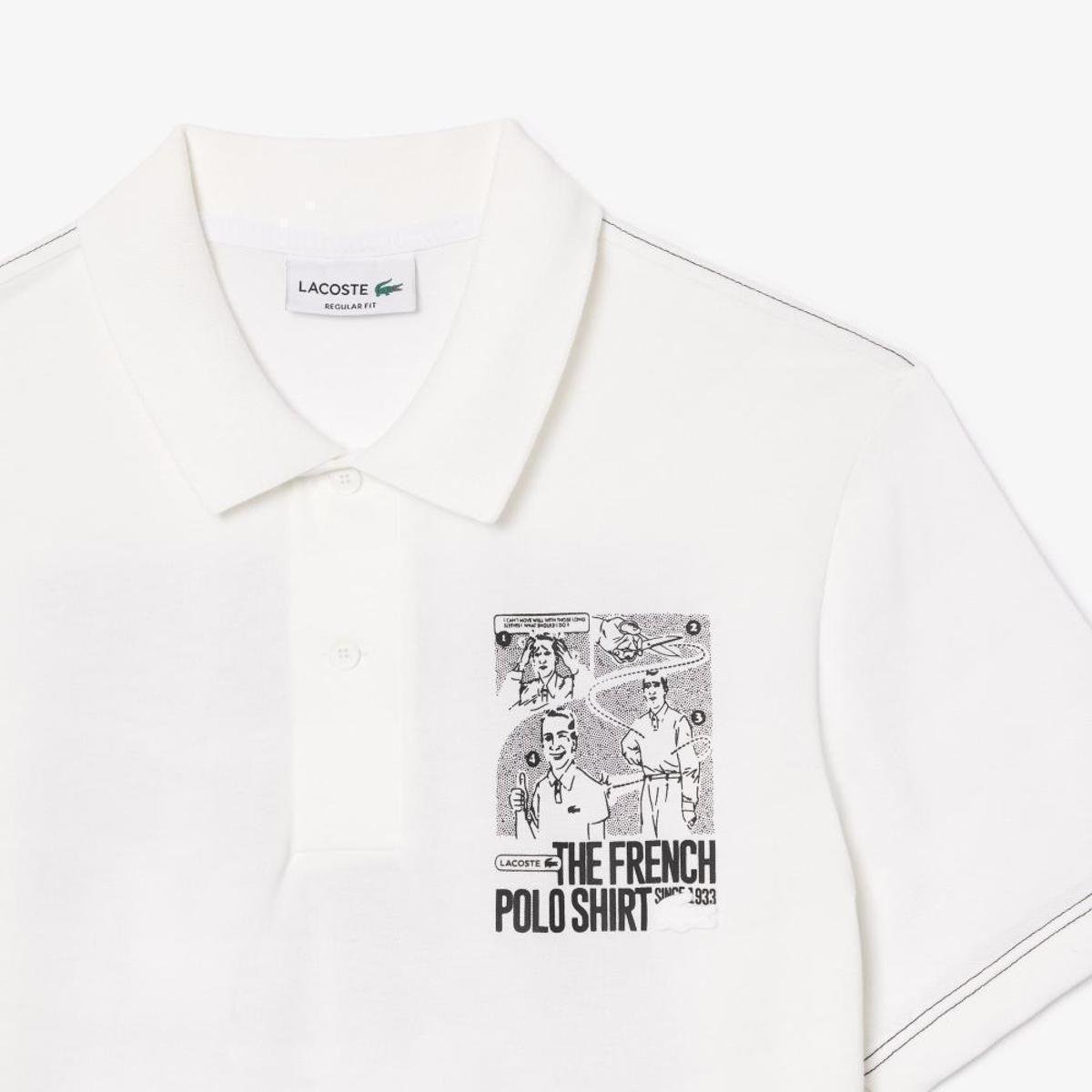 Camisa Polo Lacoste Estampada Movement Masculina - Branco | Netshoes