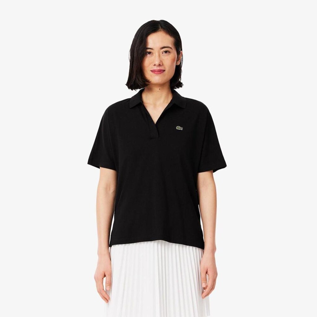 Camisa Polo Lacoste Fluid Piqué Ajuste Folgado Feminina