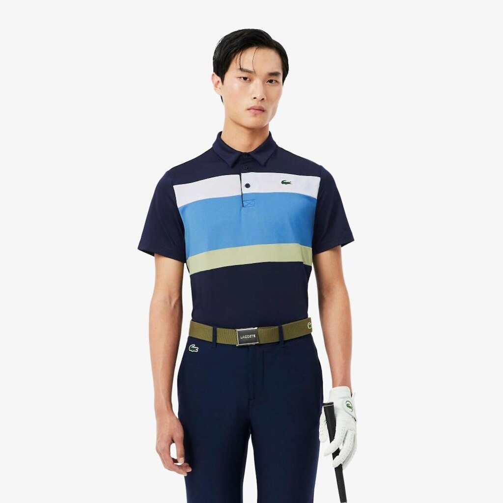 Camisa Polo Lacoste Golf Ultra Dry Stretch Com Colour-Block Masculina
