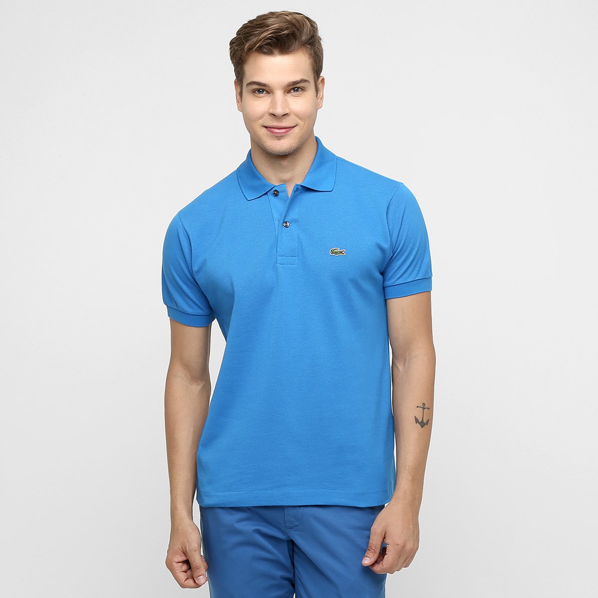 Camisa Polo Lacoste Piquet Original Masculina Azul Camisa Polo Lacoste Piquet Original Masculina Azul