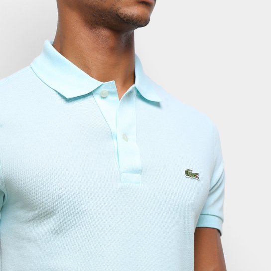 Camisa Polo Lacoste Piquet Slim Fit Masculina Azul Claro Branco Netshoes Camisa Polo Lacoste Piquet Slim Fit Masculina Azul Claro Branco Netshoes