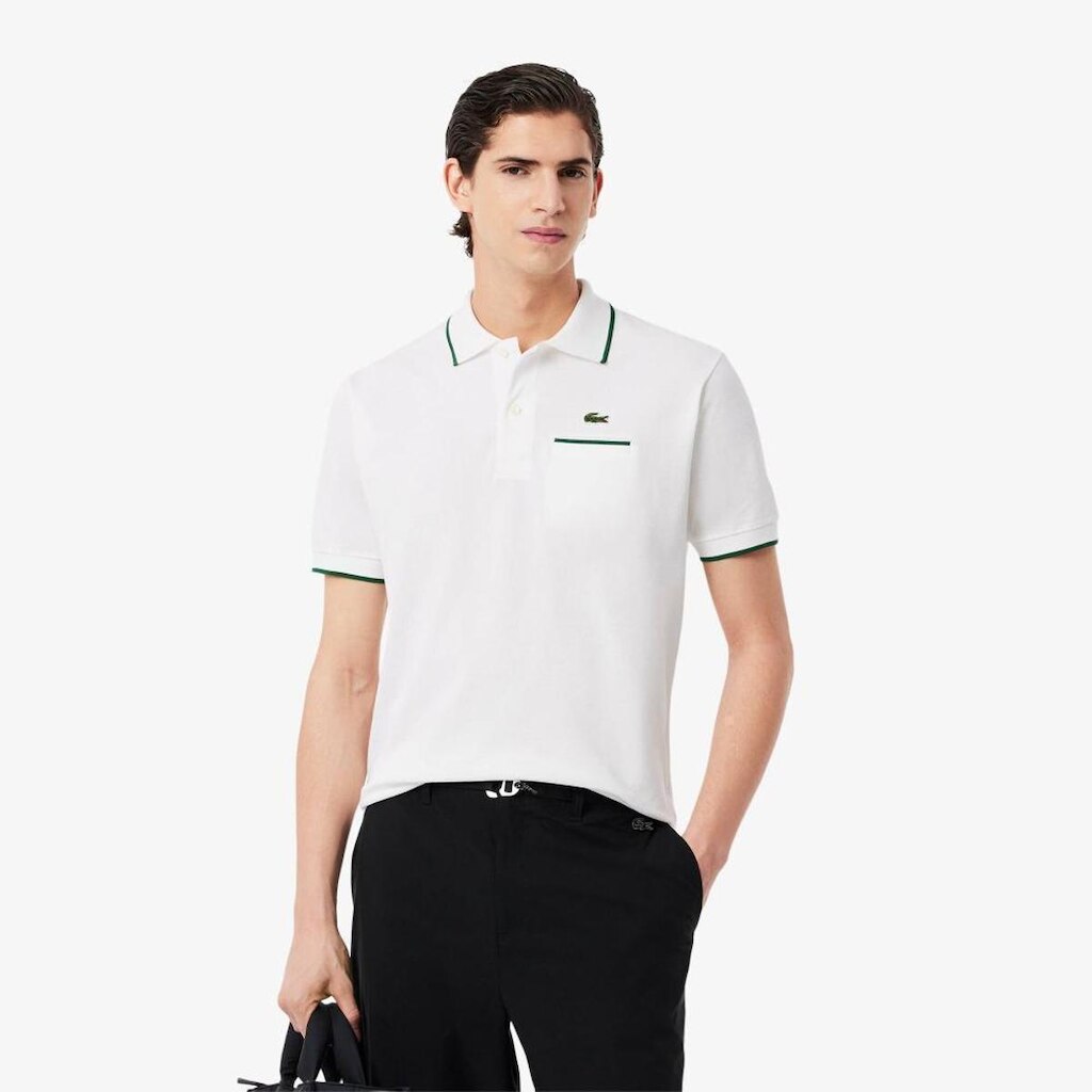 Camisa Polo Lacoste Pocket Accent L.12.12, Ajuste Clássico Masculina