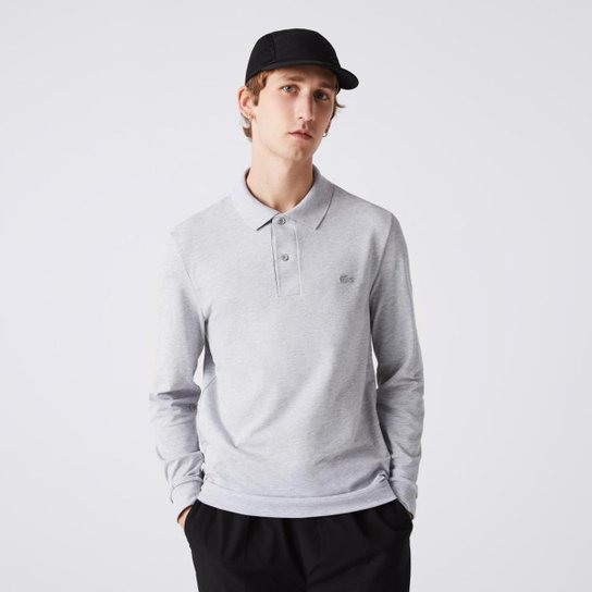 Camisa Polo Lacoste Regular Fit Ultra Stretch masculina - Cinza Menor preço em Camisa Polo Lacoste Regular Fit Ultra Stretch masculina - Cinza