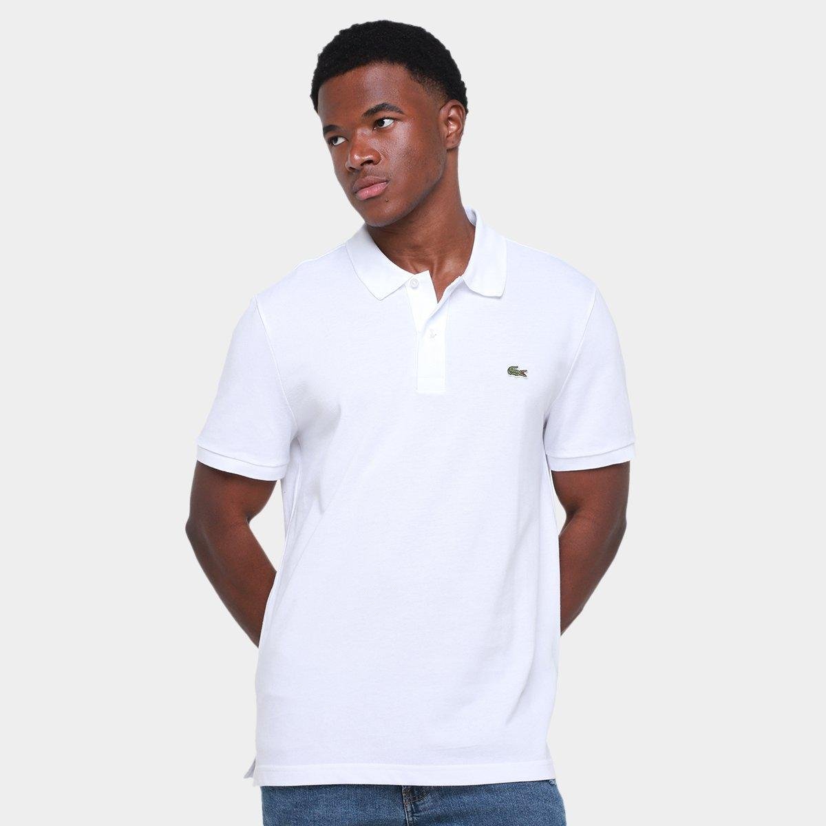 Camisa Polo Lacoste Slim Fit Piquet Masculina Branco