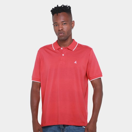 Camisa Polo Lucky Sailing Listrada Masculina - Vermelho Escuro Menor preço em Camisa Polo Lucky Sailing Listrada Masculina - Vermelho Escuro