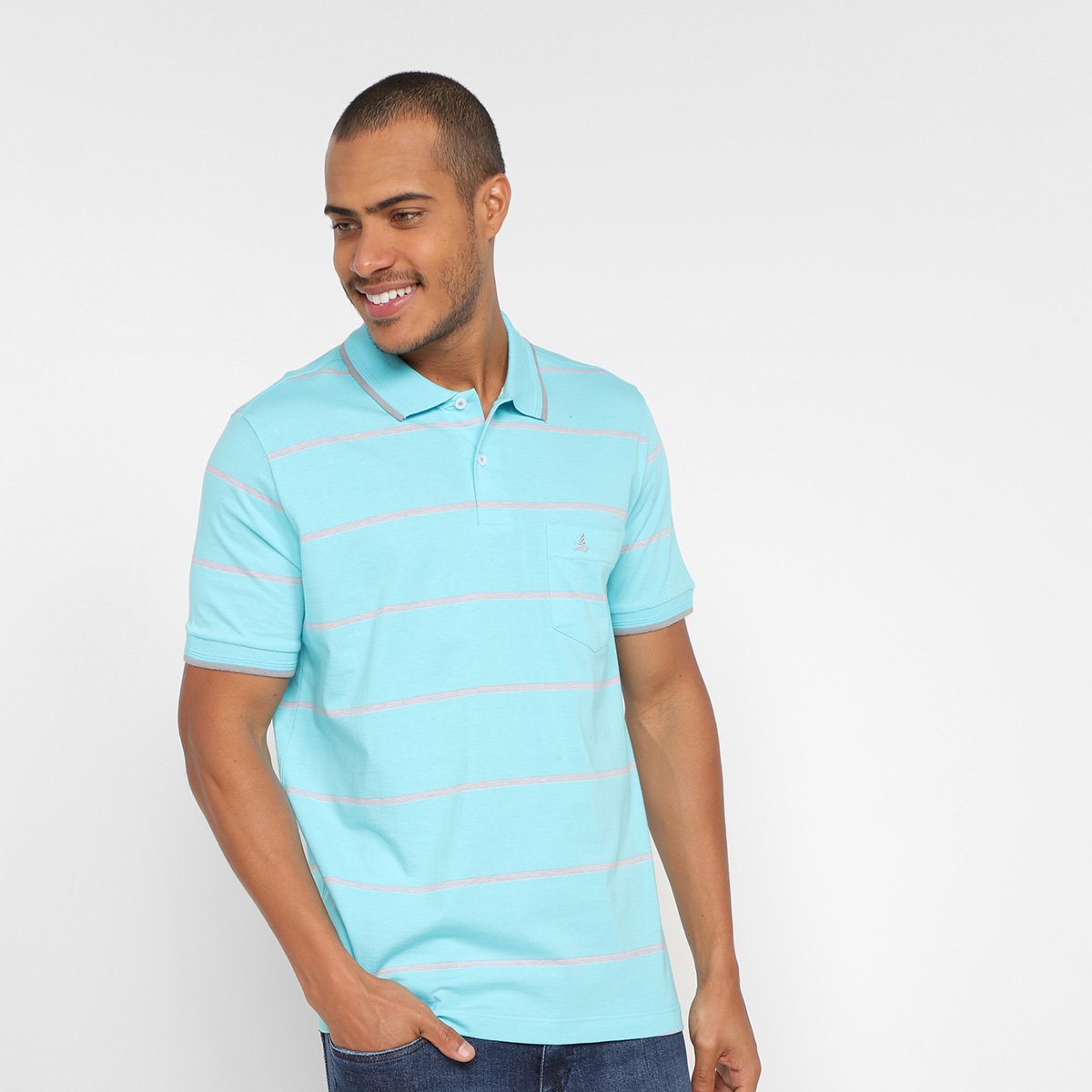 Camisa Polo Lucky Sailing Listrada Masculina Menor preço em Camisa Polo Lucky Sailing Listrada Masculina