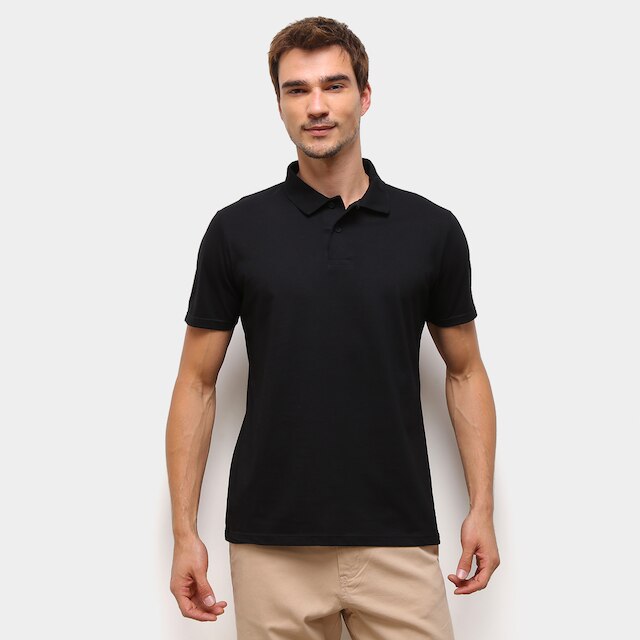 Menor preço em Camisa Polo Malwee Lisa Masculina - Preto
