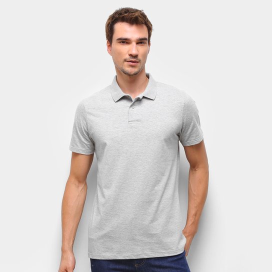 Camisa Polo Malwee Lisa Masculina - Cinza Menor preço em Camisa Polo Malwee Lisa Masculina - Cinza