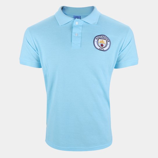 Camisa Polo Manchester City Básica Masculina - Azul Claro Menor preço em Camisa Polo Manchester City Básica Masculina - Azul Claro