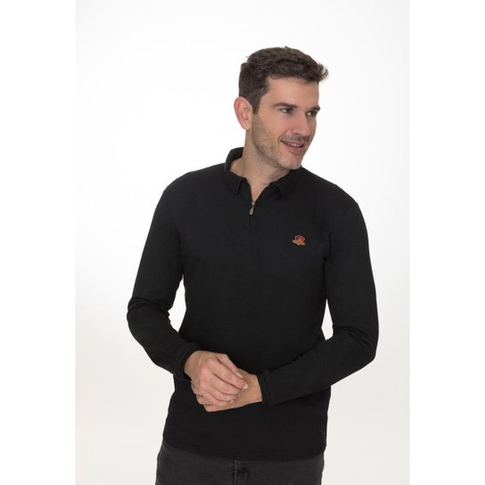 Camisa Polo Manga Longa Trup Sea Malha Piquet Com Ziper - Preto Menor preço em Camisa Polo Manga Longa Trup Sea Malha Piquet Com Ziper - Preto