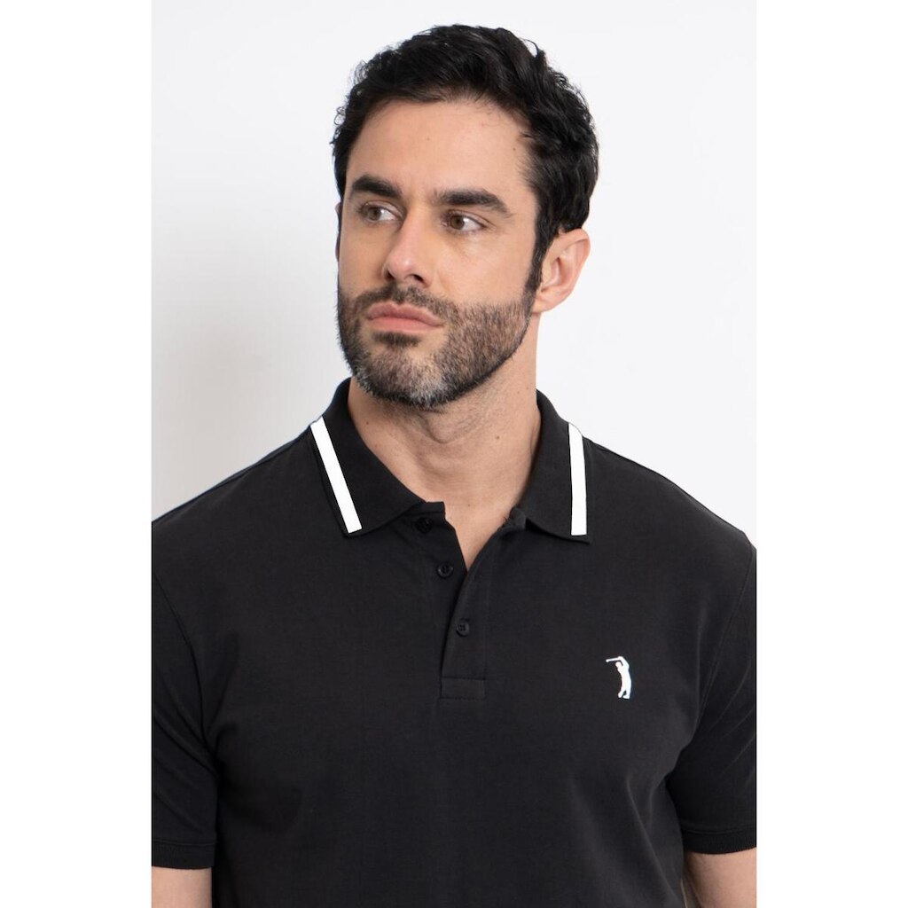 Camisa Polo Masculina Aleatory Cypress Preta