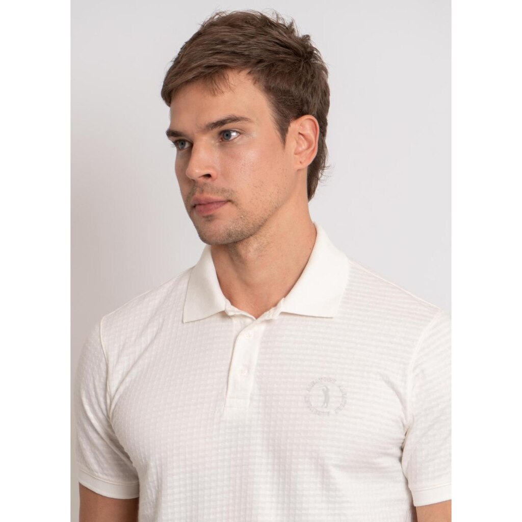 Camisa Polo Masculina Aleatory Estampada Sárria Off-White