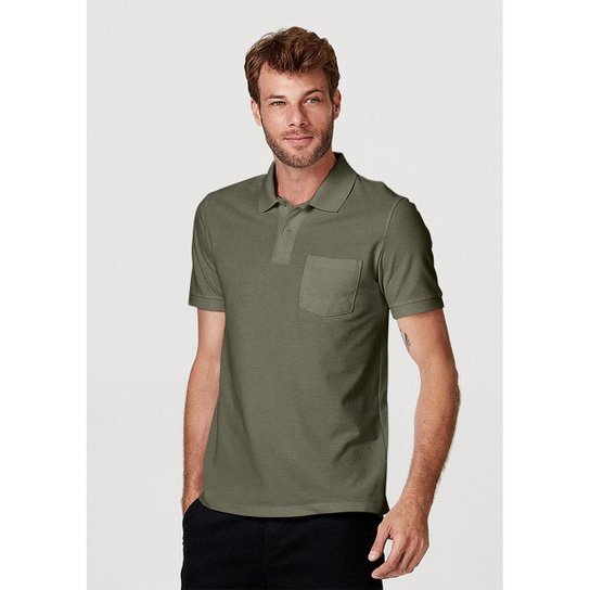 Camisa Polo Masculina Básica Regular com Bolso Frontal - 3M2ANATEN6 - Verde Menor preço em Camisa Polo Masculina Básica Regular com Bolso Frontal - 3M2ANATEN6 - Verde
