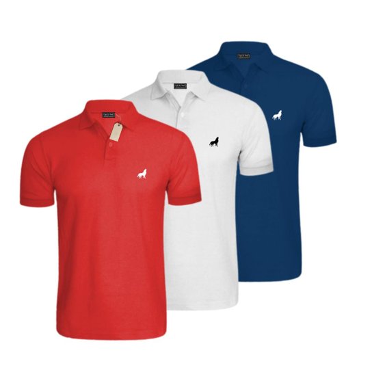 Camisa Polo Masculina em Tecido Piquet Vira Lata Wear Kit 3 Unidades - Sortido Menor preço em Camisa Polo Masculina em Tecido Piquet Vira Lata Wear Kit 3 Unidades - Sortido