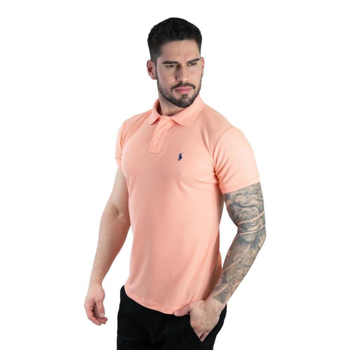 Camisa Polo Masculina Head Play Plus Size - Salmão | Netshoes