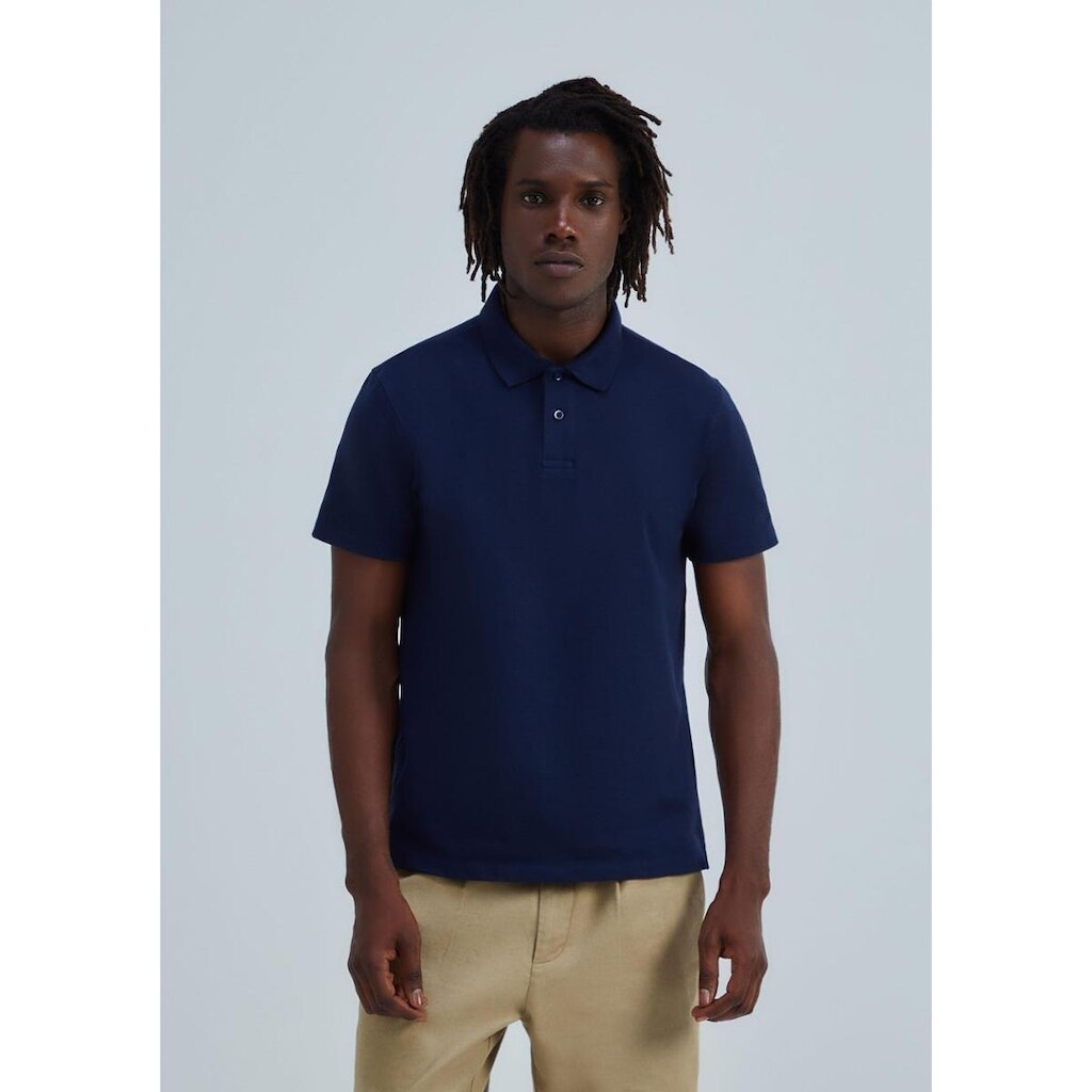 Camisa Polo Masculina Manga Curta Slim Com Elastano - Azul G