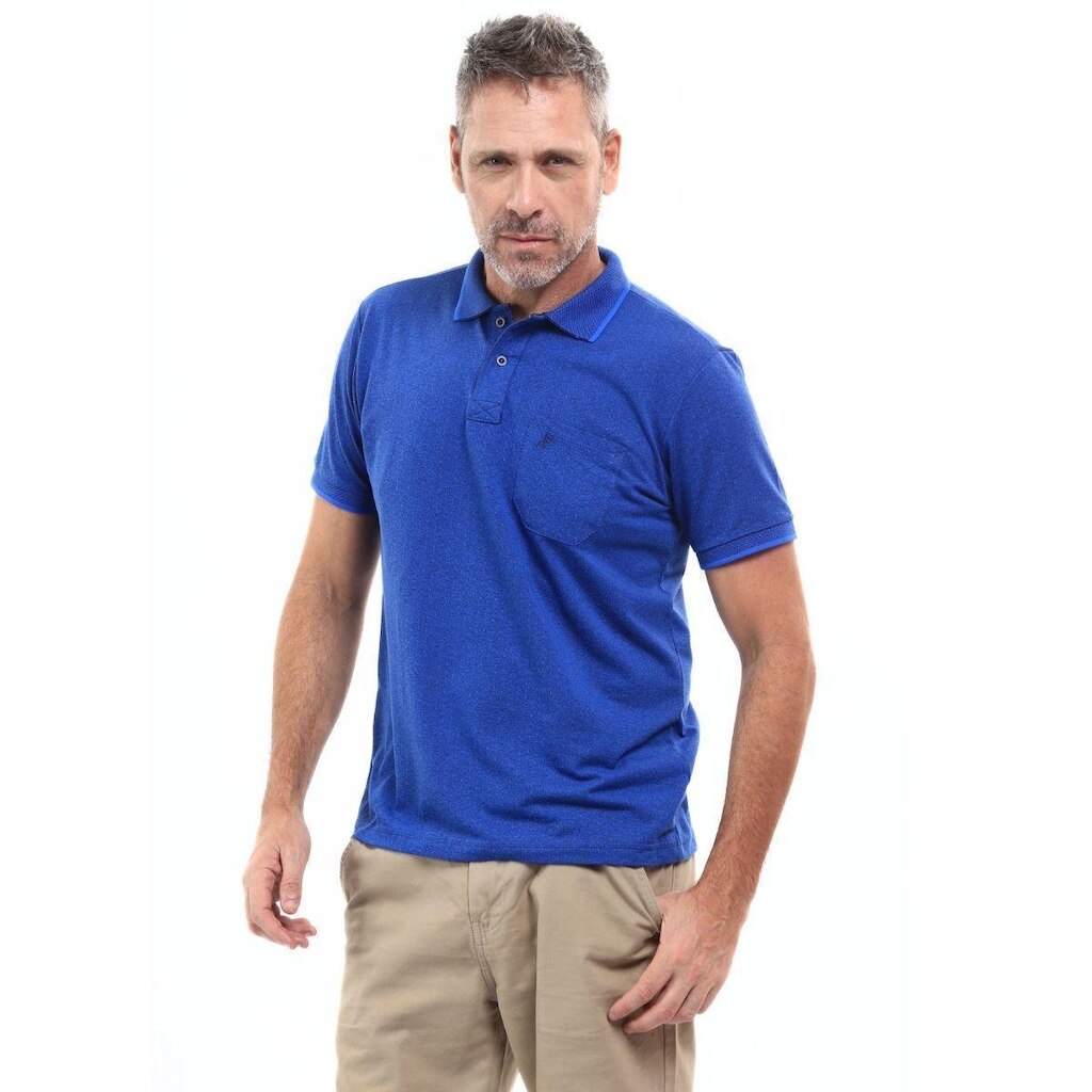 Camisa Polo Masculina Pique Algodão com Bolso Casual