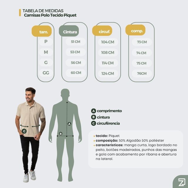 Camisa Polo Masculina Piquet