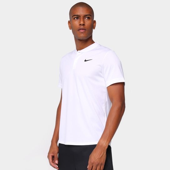Camisa Polo Nike Court Dry Blade Masculina - Branco+Preto Menor preço em Camisa Polo Nike Court Dry Blade Masculina - Branco+Preto