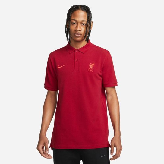Camisa Polo Nike Liverpool Masculina - Vermelho Menor preço em Camisa Polo Nike Liverpool Masculina - Vermelho