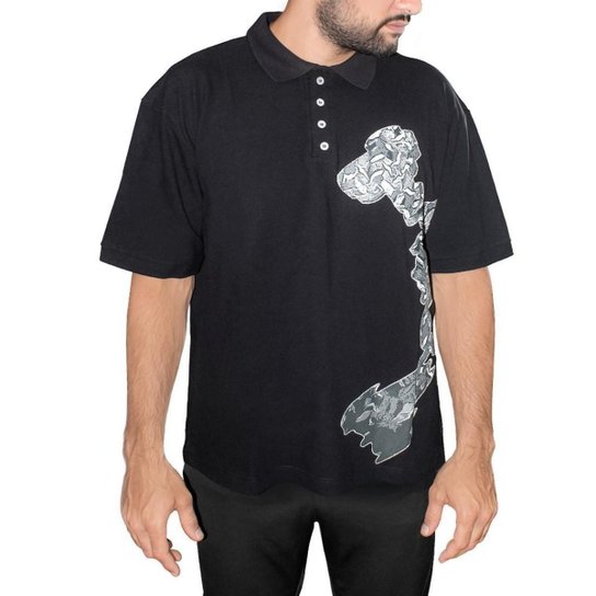 Camisa Polo Oakley Masculina Back To Skull - Preto+Branco Menor preço em Camisa Polo Oakley Masculina Back To Skull - Preto+Branco