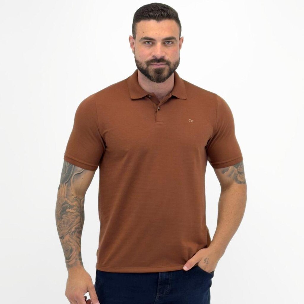Camisa Polo Ogochi Slim Básica Manga Curta Masculina