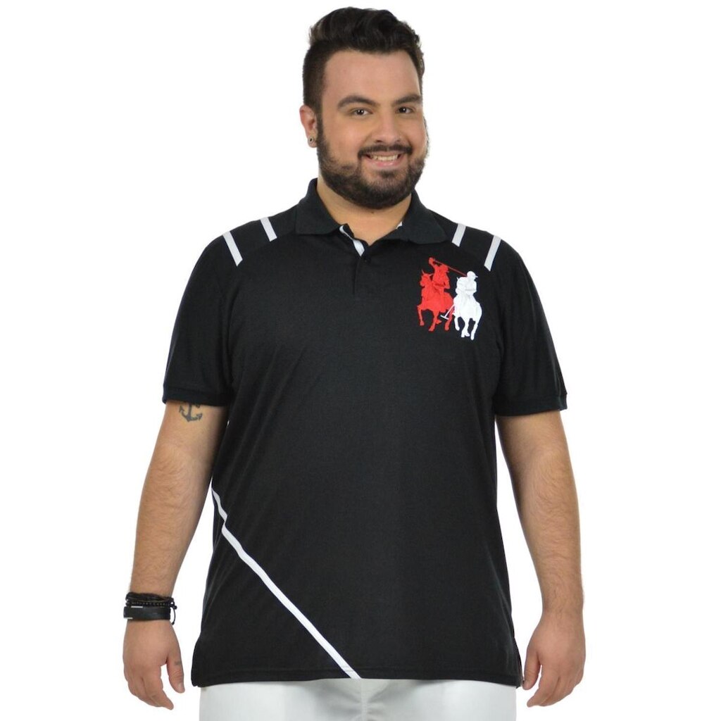 Camisa polo peróla plus size fenomenal(sem elasticidade) Preto 50