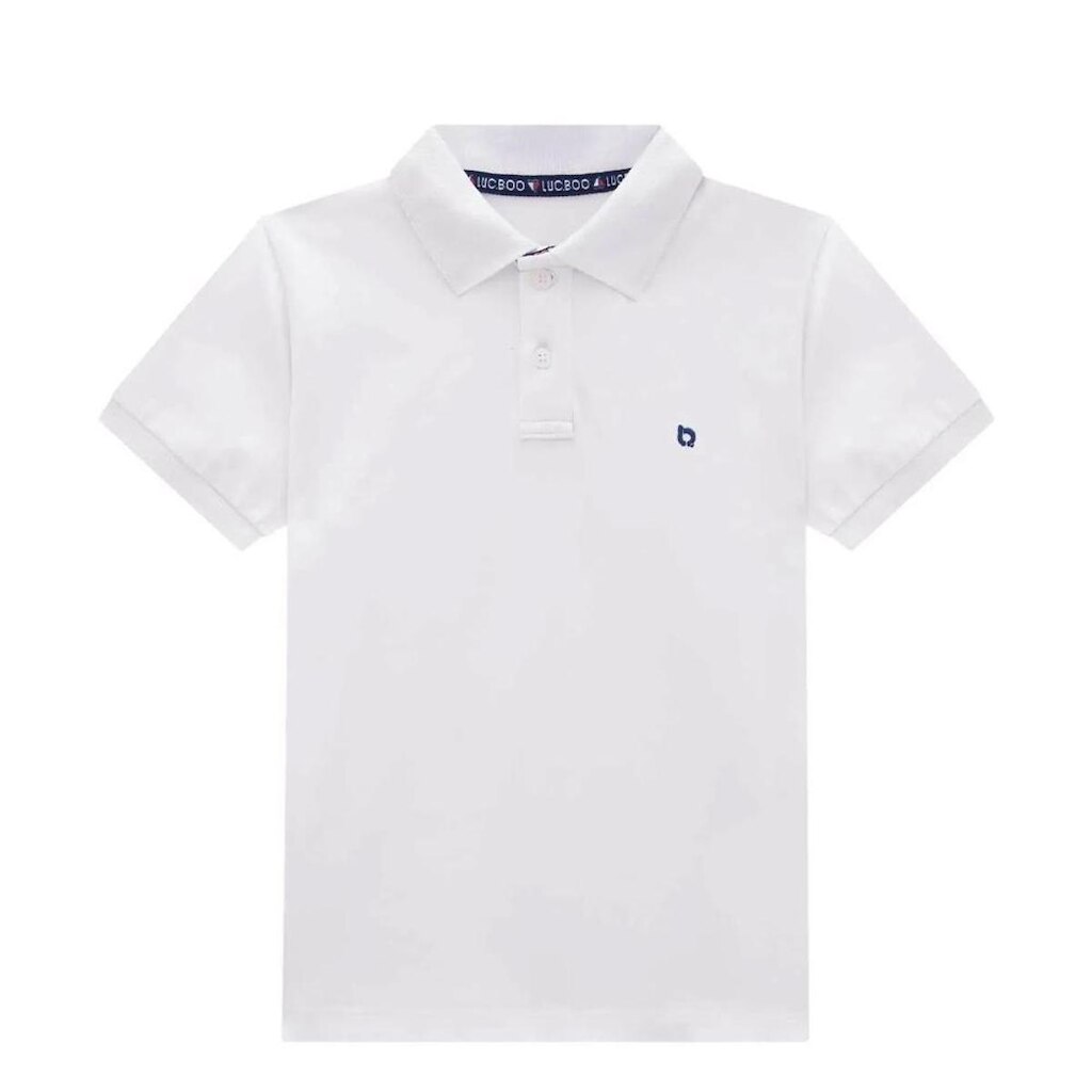 CAMISA POLO PIQUET INFANTIL COM ELASTANO BRANCO LUC.BOO