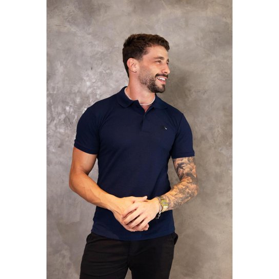 Camisa Polo Piquet Masculina Básica Manga Curta