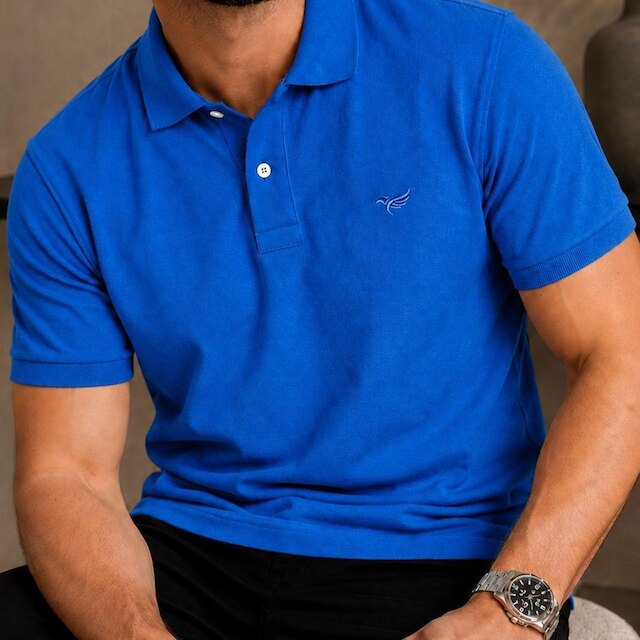 Camisa Polo Piquet Masculina Básica Manga Curta