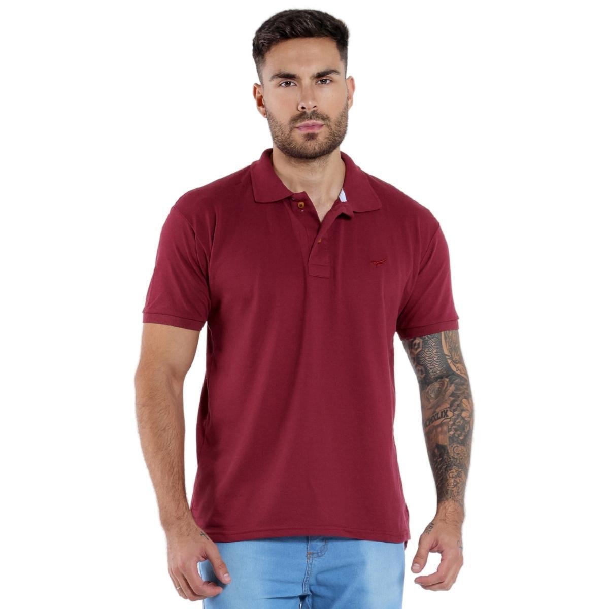 Camisa Polo Piquet Masculina Básica Manga Curta