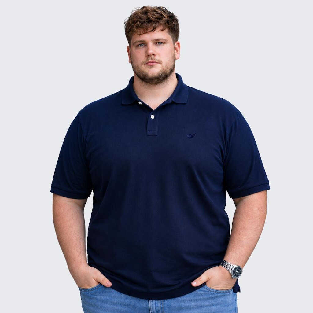 Camisa Polo Plus Size Masculina Piquet Manga Curta