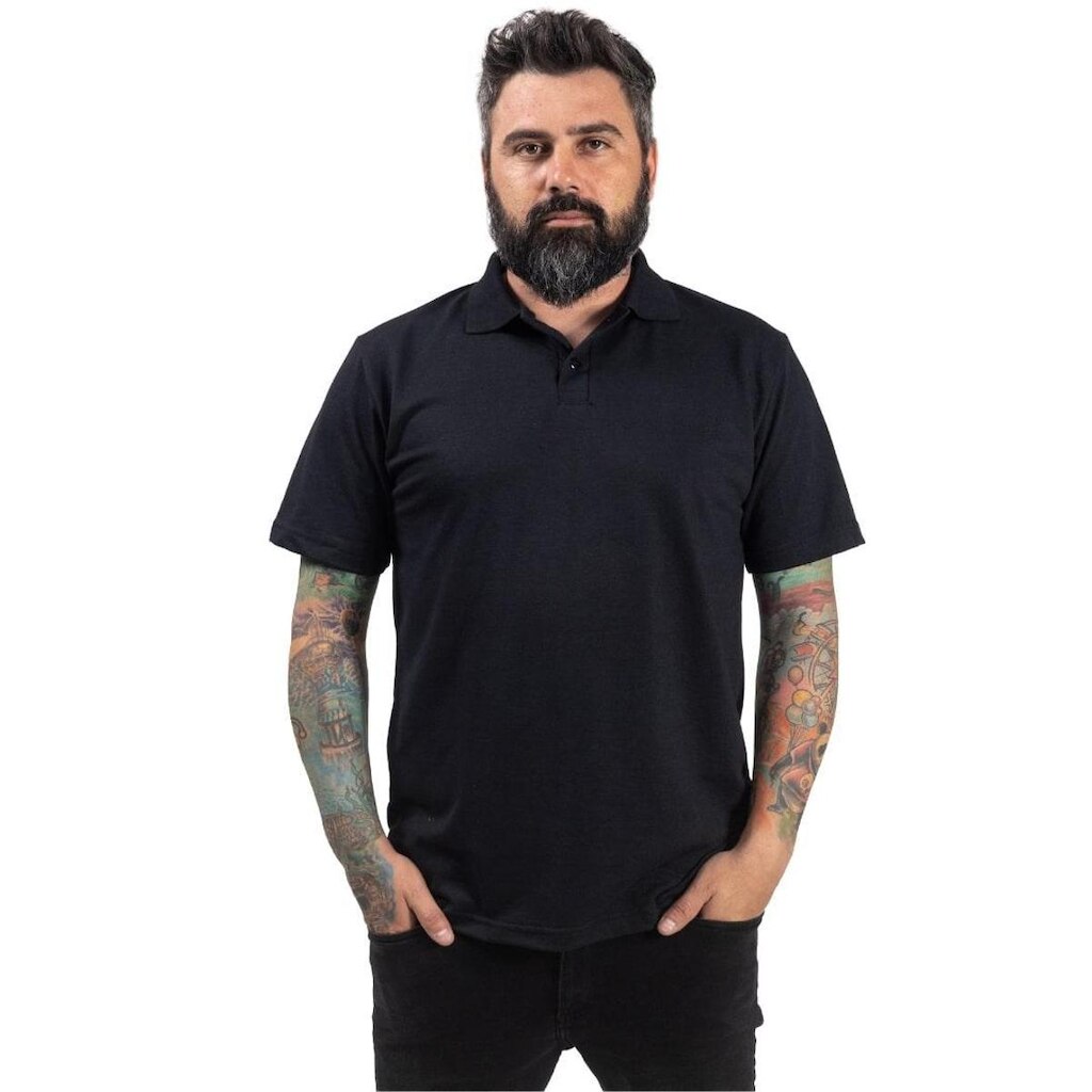 Camisa Polo Preta Lisa Para Personalizar Uniformes
