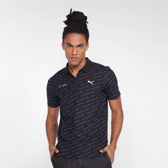 Camisa Polo Puma MAPF1 AOP Masculina - Preto Menor preço em Camisa Polo Puma MAPF1 AOP Masculina - Preto