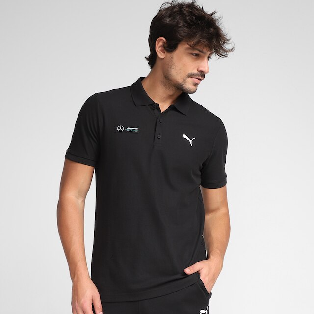 Camisa Polo Puma MAPF1 Básica Masculina - Preto Menor preço em Camisa Polo Puma MAPF1 Básica Masculina - Preto