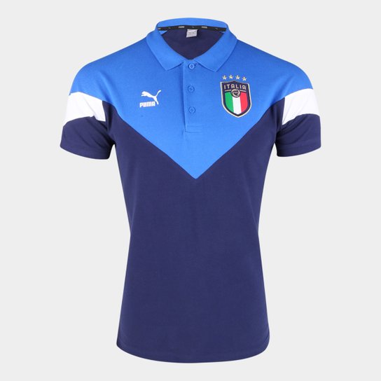 Camisa Polo Puma Seleção Itália Masculina - Marinho+Azul Menor preço em Camisa Polo Puma Seleção Itália Masculina - Marinho+Azul