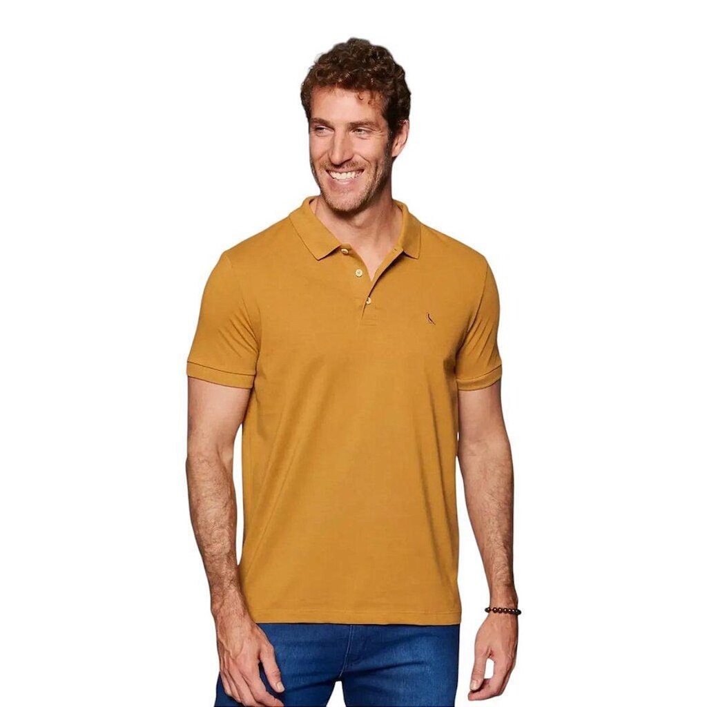 Camisa Polo Reserva Piquet Classica Masculino Mostarda