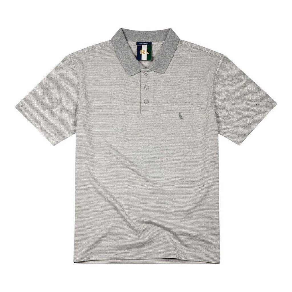Camisa Polo Reserva Regular Listra Duo Masculino Cinza Claro
