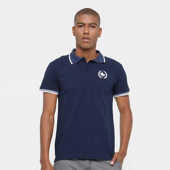 Camisa Polo Rg 518 Gola Poá Masculina - Marinho Menor preço em Camisa Polo Rg 518 Gola Poá Masculina - Marinho