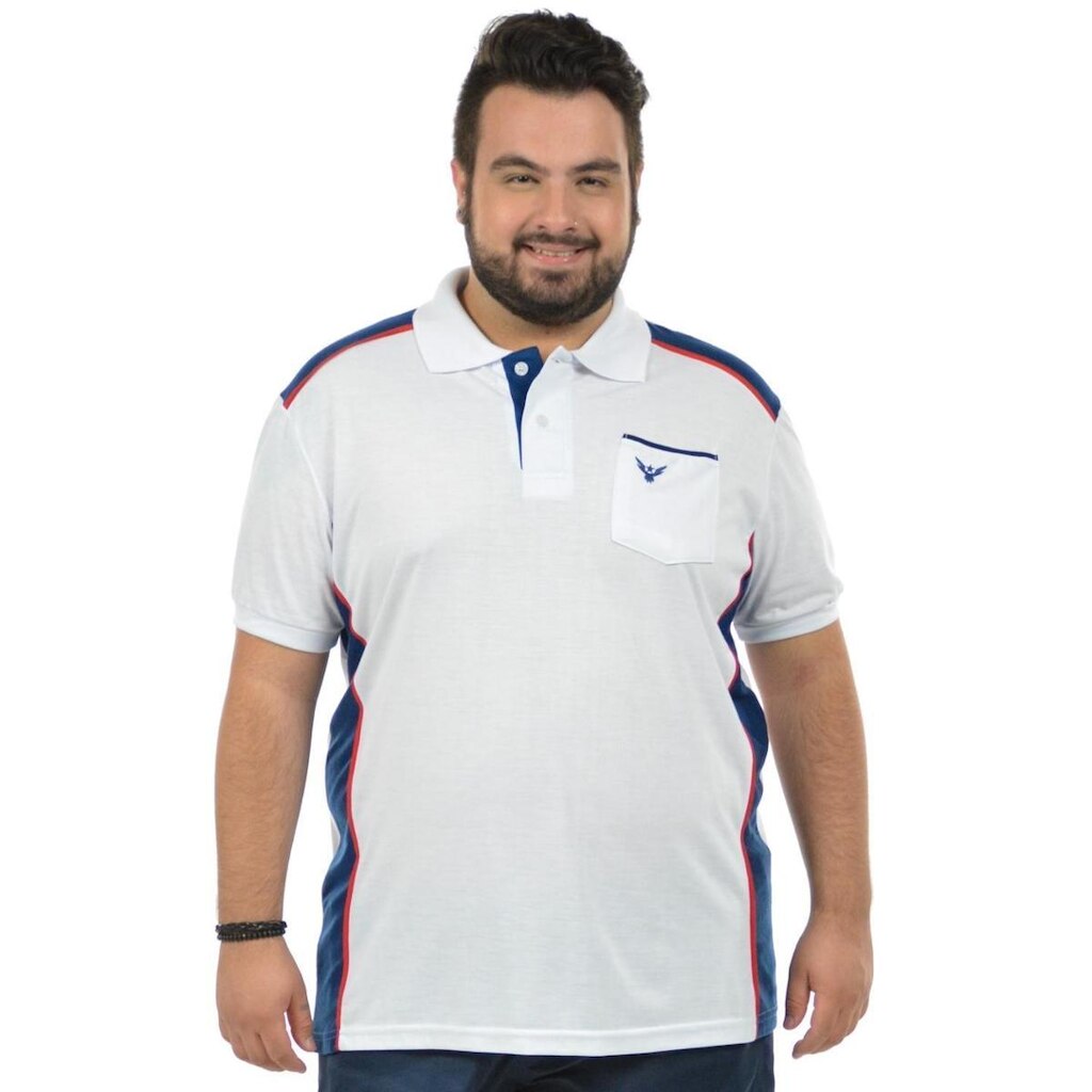 Camisa polo rio plus size fenomenal(sem elasticidade) Branco 46