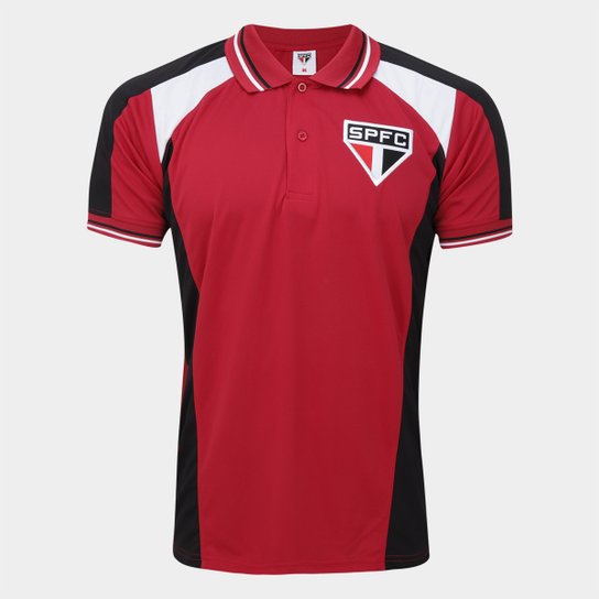 Camisa Polo São Paulo Pippes Masculina - Vermelho+Preto Menor preço em Camisa Polo São Paulo Pippes Masculina - Vermelho+Preto