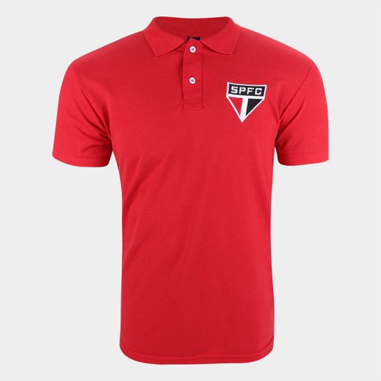 Camisa Polo São Paulo Piquet Masculina - Vermelho Menor preço em Camisa Polo São Paulo Piquet Masculina - Vermelho