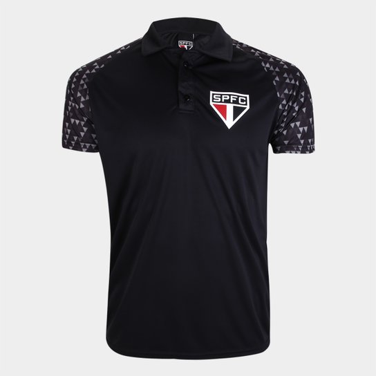Camisa Polo São Paulo SPR Masculina - Preto Menor preço em Camisa Polo São Paulo SPR Masculina - Preto