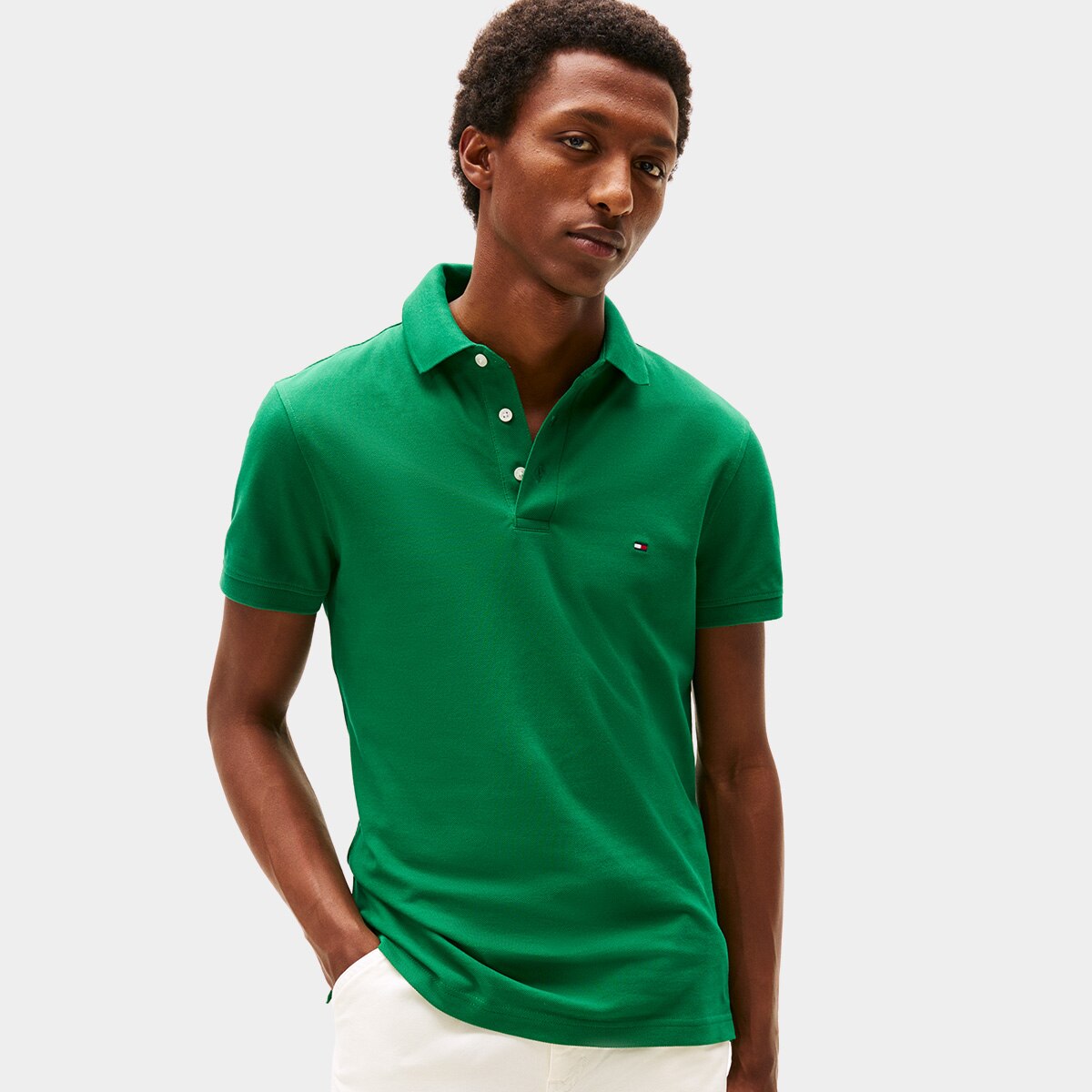 Camisa Polo Slim Tommy Hilfiger Casual Masculina Verde